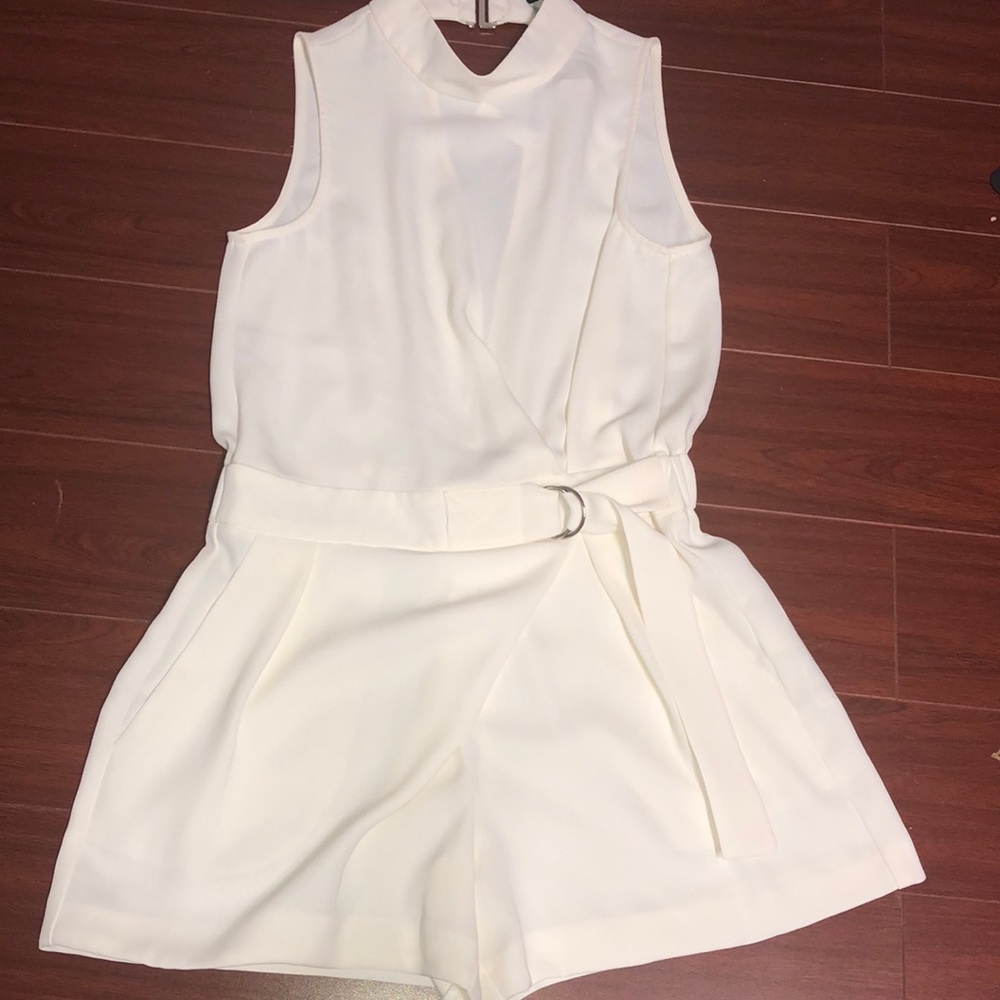 TOPSHOP petite white halter romper